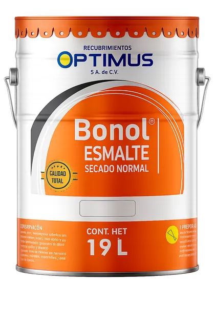 Cubeta de Bonol Esmalte, esmalte alquidálico anticorrosivo de Pinturas Optimus