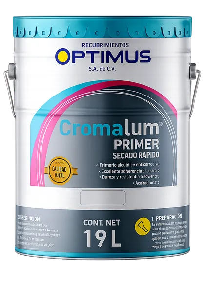Cubeta de Cromalum Primer Económico, primario anticorrosivo de Pinturas Optimus