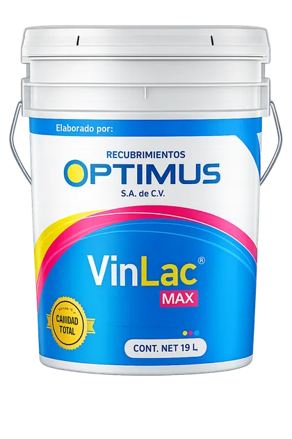 Cubeta de VinLac Max, vinílica de alto desempeño de Pinturas Optimus